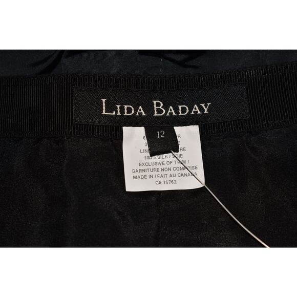 LIDA BADAY NEW $650 Silk Blend Rhinestone Pintuck A-line Skirt Midnight Size‎ 12 - Picture 5 of 5